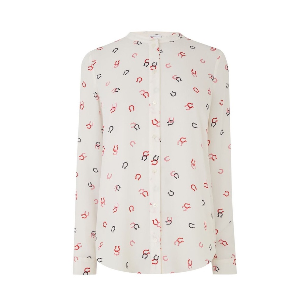 Warehouse Cream Blouse with Horseshoe Print